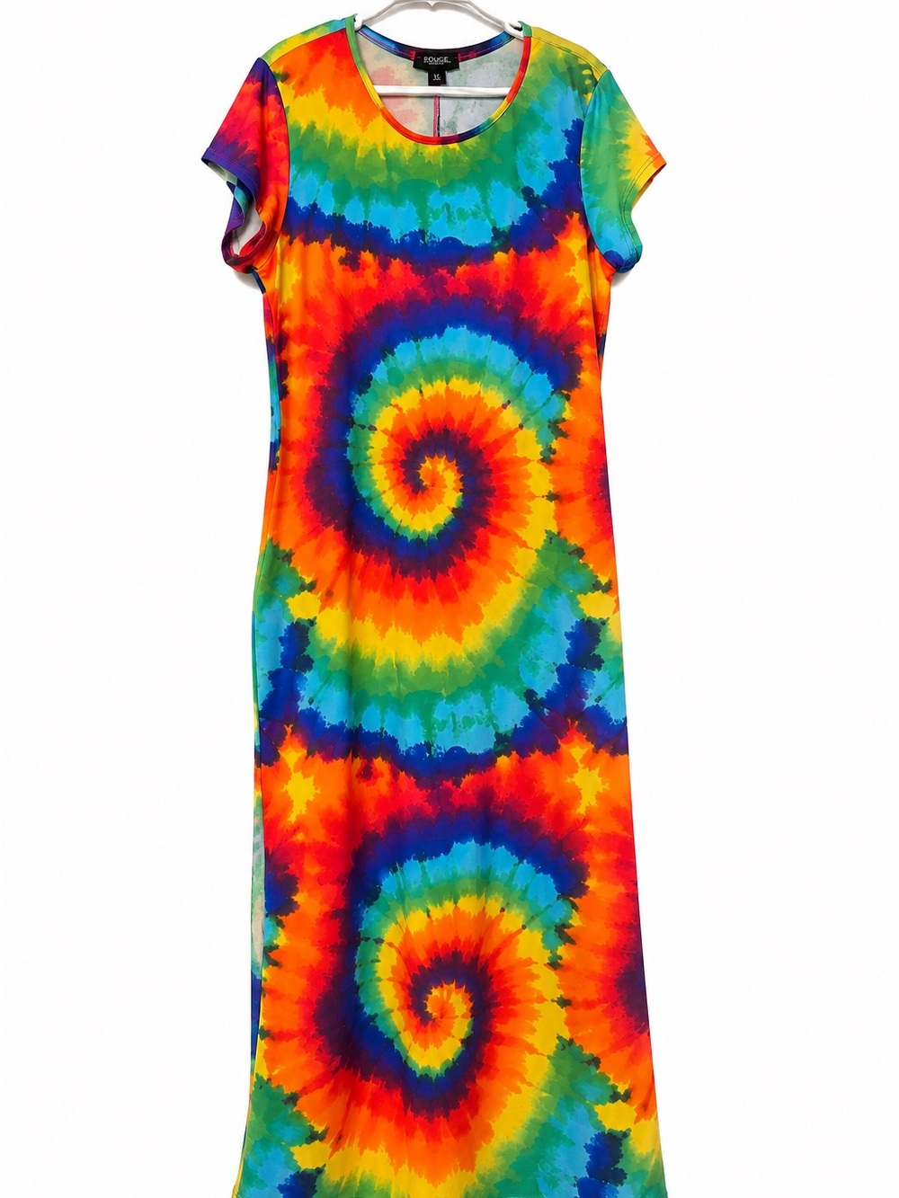 Rogue Multicolor Tie-Dye Spiral Maxi Tunic with Slits